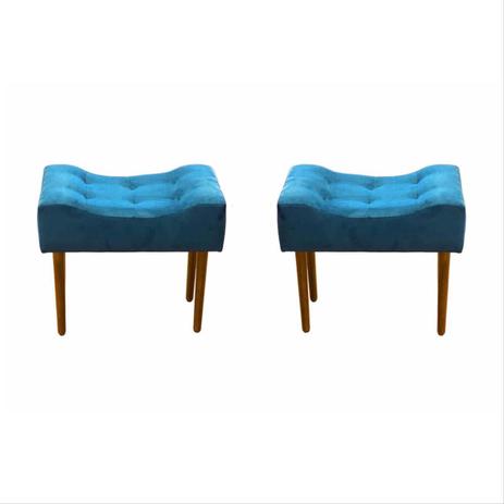 Kit 02 Puff Decorativo Retangular com pés madeira Azul - Bolico estofados é boa?