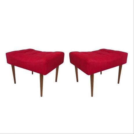 Kit 02 Puff Decorativo Retangular com pés madeira suede vermelho - Bolico estofados é boa?