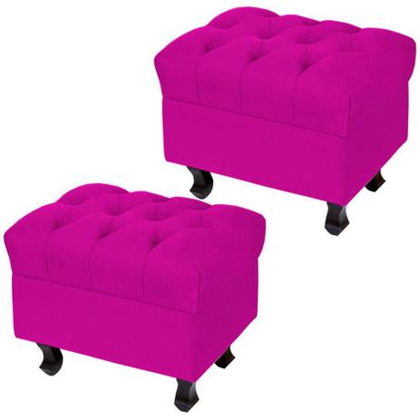 Kit 02 Puff París Luis Xv Capitone Suede Pink Pés Madeira - Lymdecor Menor preço em Kit 02 Puff París Luis Xv Capitone Suede Pink Pés Madeira - Lymdecor