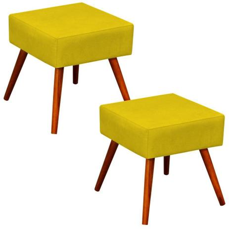 Kit 02 Puffs Banqueta Decorativa com Pés Palito Lívia Suede Amarelo - LymDecor é boa?