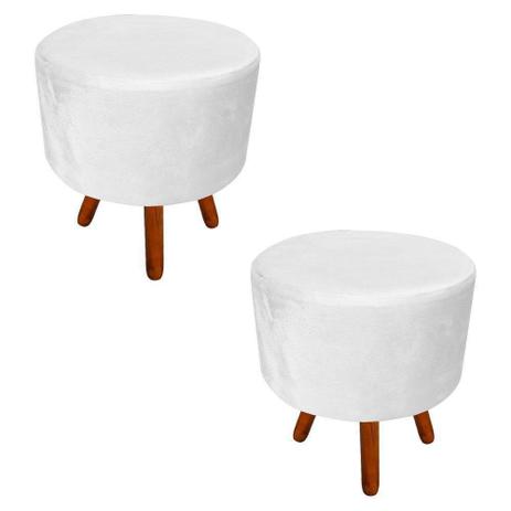 Kit 02 Puffs Banqueta Decorativa Dora Redondo Suede Branco - D'Rossi Menor preço em Kit 02 Puffs Banqueta Decorativa Dora Redondo Suede Branco - D'Rossi