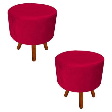 Kit 02 Puffs Banqueta Decorativa Dora Redondo Suede Vermelho - DRossi é ruim? Kit 02 Puffs Banqueta Decorativa Dora Redondo Suede Vermelho - DRossi é boa?