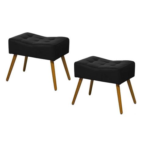 Kit 02 Puffs Banqueta Retangular Suede Liso Preto - DS Móveis Menor preço em Kit 02 Puffs Banqueta Retangular Suede Liso Preto - DS Móveis