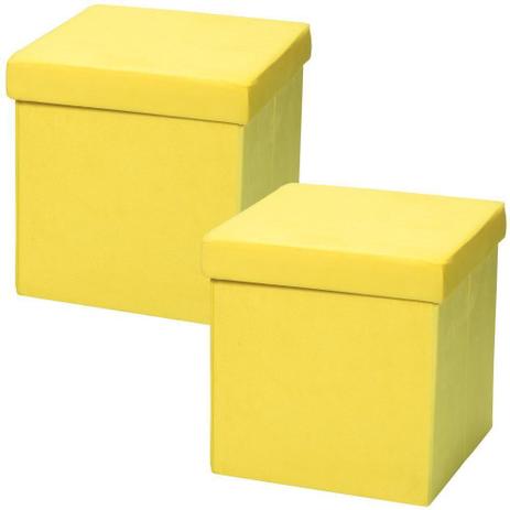 Kit 02 Puffs Baú Desmontável Para Sala Quarto Suede Amarelo 38x38 - Lyam Decor é boa?