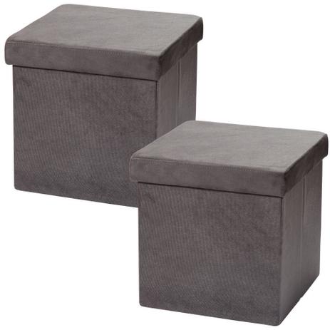 Kit 02 Puffs Baú Desmontável Para Sala Quarto Suede Cinza 38x38 - LymDecor é boa?