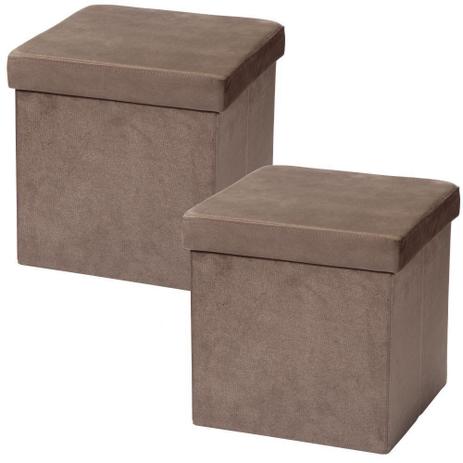 Kit 02 Puffs Baú Desmontável Para Sala Quarto Suede Marrom 38x38 - Lyam Decor Menor preço em Kit 02 Puffs Baú Desmontável Para Sala Quarto Suede Marrom 38x38 - Lyam Decor
