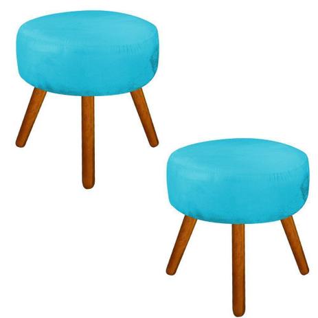 Kit 02 Puffs Decorativo Angel Redondo Suede Azul Tiffany - DRossi é boa?