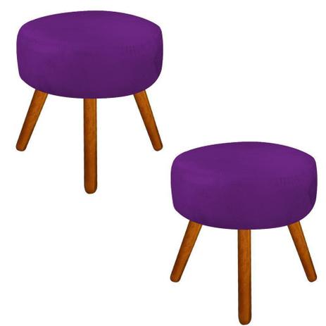 Kit 02 Puffs Decorativo Angel Redondo Suede Roxo - DRossi Menor preço em Kit 02 Puffs Decorativo Angel Redondo Suede Roxo - DRossi