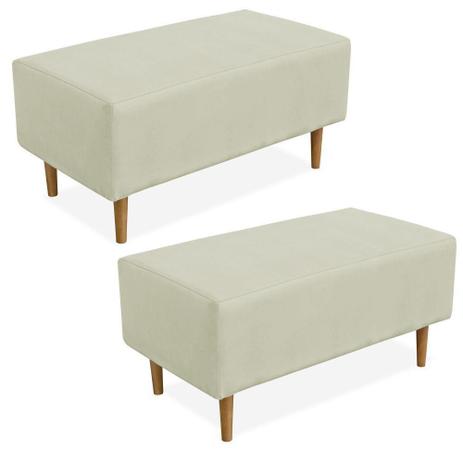 Kit 02 Puffs Decorativo Sala de Estar Cléo Pés Palito 90 cm Suede Bege - Lyam Decor Menor preço em Kit 02 Puffs Decorativo Sala de Estar Cléo Pés Palito 90 cm Suede Bege - Lyam Decor