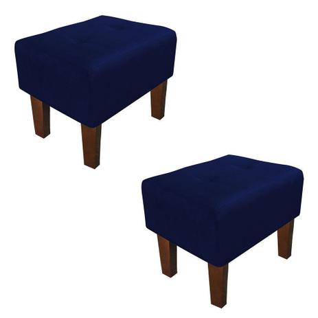 Kit 02 Puffs Decorativos Livia Pé Chanfrado Suede Azul Marinho - DRossi é boa?