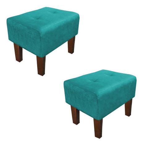 Kit 02 Puffs Decorativos Livia Pé Chanfrado Suede Azul Tiffany - DRossi é ruim? Kit 02 Puffs Decorativos Livia Pé Chanfrado Suede Azul Tiffany - DRossi é boa?