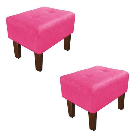 Kit 02 Puffs Decorativos Livia Pé Chanfrado Suede Rosa Barbie - DRossi é boa?