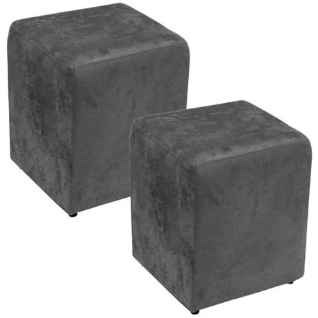 Kit 02 Puffs Quadrado Decorativo Suede Cinza Amassado - Lyam Decor Menor preço em Kit 02 Puffs Quadrado Decorativo Suede Cinza Amassado - Lyam Decor