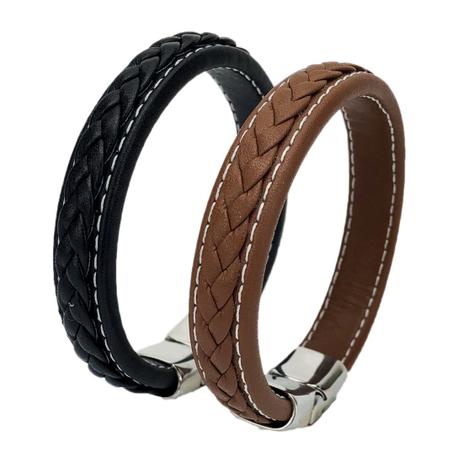 Kit 02 pulseiras de couro Manhattan 1209 - Diversas cores - Vanglore Menor preço em Kit 02 pulseiras de couro Manhattan 1209 - Diversas cores - Vanglore