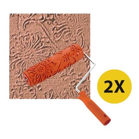 Kit 02 Rolo Decorativo Para Textura Emborrachado 23 Cm Floral - Roma Menor preço em Kit 02 Rolo Decorativo Para Textura Emborrachado 23 Cm Floral - Roma