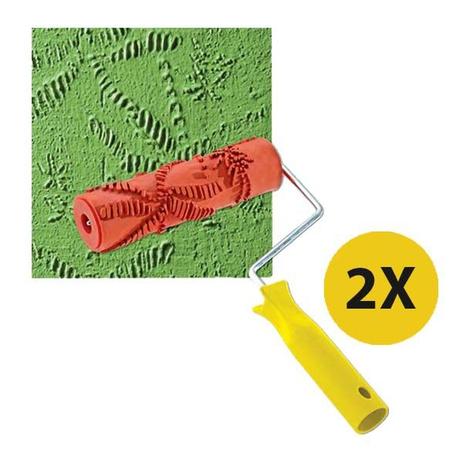 Kit 02 Rolo Decorativo Para Textura Emborrachado 23 Cm Palmeira - Roma Menor preço em Kit 02 Rolo Decorativo Para Textura Emborrachado 23 Cm Palmeira - Roma