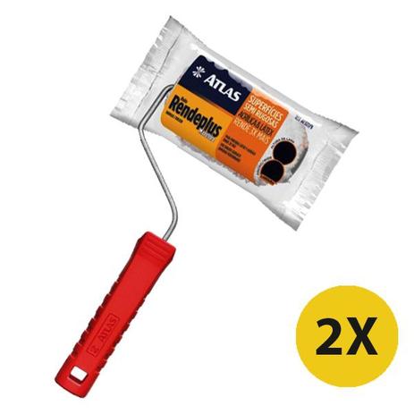 Kit 02 Rolos Rende Plus Tinta Latex Acrilica Atlas 15cm Menor preço em Kit 02 Rolos Rende Plus Tinta Latex Acrilica Atlas 15cm