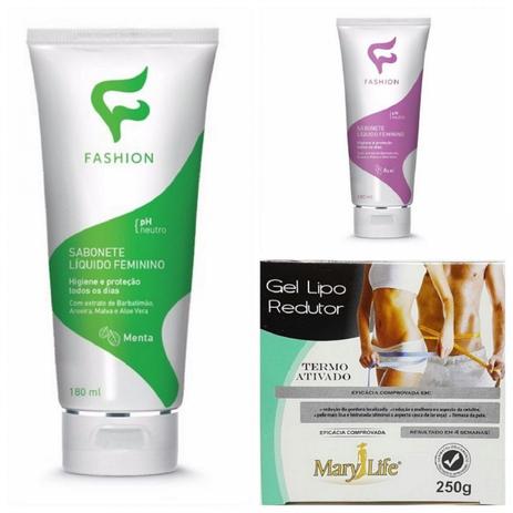 Kit 02 Sabonetes Líquido Feminino + 01 Gel Lipo Redutor - Mary life / fashion Menor preço em Kit 02 Sabonetes Líquido Feminino + 01 Gel Lipo Redutor - Mary life / fashion