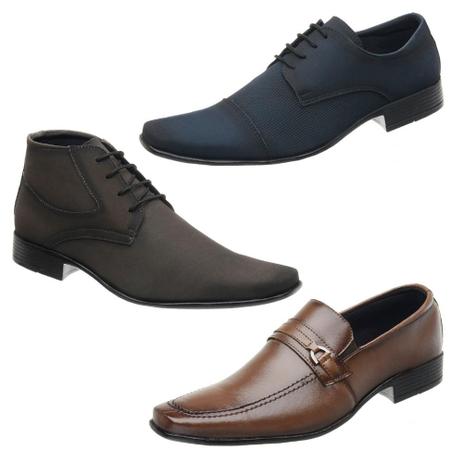 Kit 02 Sapatos Masculinos + 01 Bota Social Masculina Macio - San Lorenzo - Sapato Social Masculino - Magazine Luiza
