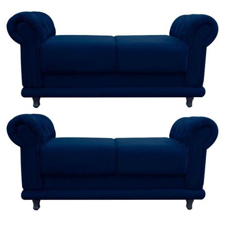 Kit 02 Sofá Retrô Barcelona Namoradeira Calçadeira Suede Azul Marinho - DRossi é ruim? Kit 02 Sofá Retrô Barcelona Namoradeira Calçadeira Suede Azul Marinho - DRossi é boa?