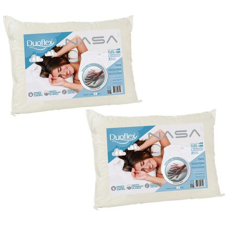 Kit 02 Travesseiros Duoflex Nasa Viscoelástico 50x70x14cm - NS1114 Menor preço em Kit 02 Travesseiros Duoflex Nasa Viscoelástico 50x70x14cm - NS1114