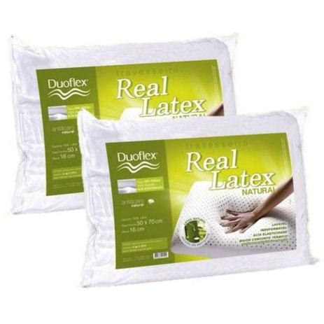 Kit 02 Travesseiros Duoflex Real Látex Capa 100 Algodão Dry Fresh 50x70x16cm Menor preço em Kit 02 Travesseiros Duoflex Real Látex Capa 100 Algodão Dry Fresh 50x70x16cm
