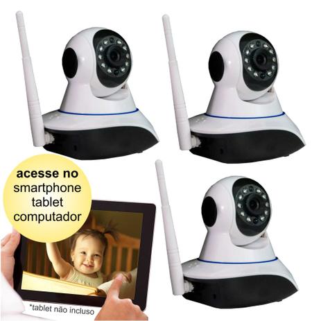 Kit 03 Câmeras de Segurança IP sem Fio Wifi HD 720p Robo Wireless com áudio Onvif - Jortan é boa?