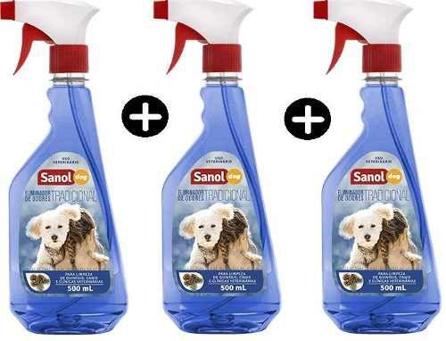 Kit 03 Eliminador Odores Sanol Dog Caes Urina Fezes Xixi 500ml Menor preço em Kit 03 Eliminador Odores Sanol Dog Caes Urina Fezes Xixi 500ml