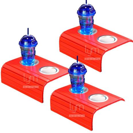 Kit 03 Esteiras Bandeja Braço De Sofá Vermelho Porta Copo Alumínio - Lymdecor Menor preço em Kit 03 Esteiras Bandeja Braço De Sofá Vermelho Porta Copo Alumínio - Lymdecor
