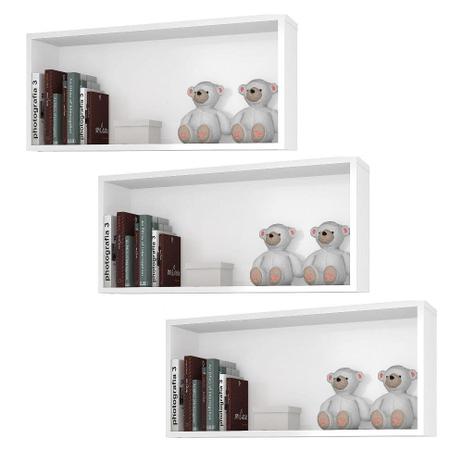 Kit 03 Nichos Retangular Decorativo 61x31x15 Branco - Lymdecor Menor preço em Kit 03 Nichos Retangular Decorativo 61x31x15 Branco - Lymdecor
