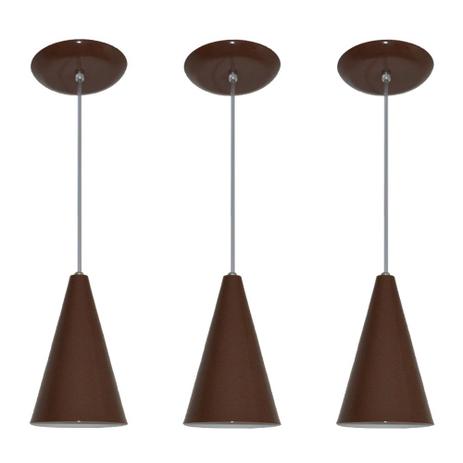 Kit 03 pendentes de alumínio modelo cone - ideal para balcão / bancada - Marrom - Fortlux é boa?