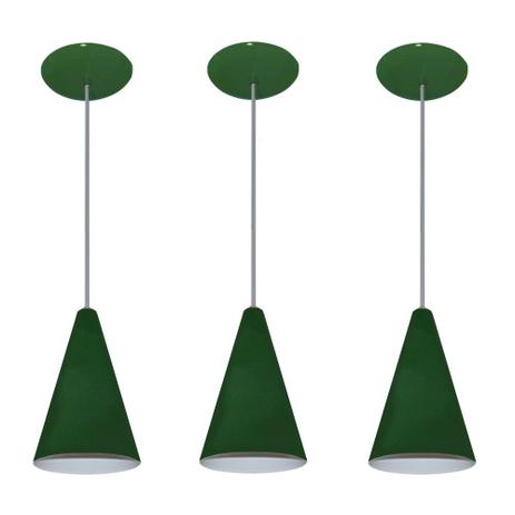 Kit 03 pendentes de alumínio modelo cone - ideal para balcão / bancada - Verde - Fortlux é ruim? Kit 03 pendentes de alumínio modelo cone - ideal para balcão / bancada - Verde - Fortlux é boa?