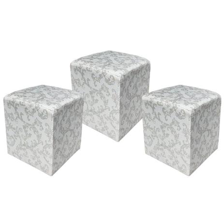 Kit 03 Puff Decorativo Dado Quadrado Estampado Arabesco A16 - DRossi Menor preço em Kit 03 Puff Decorativo Dado Quadrado Estampado Arabesco A16 - DRossi