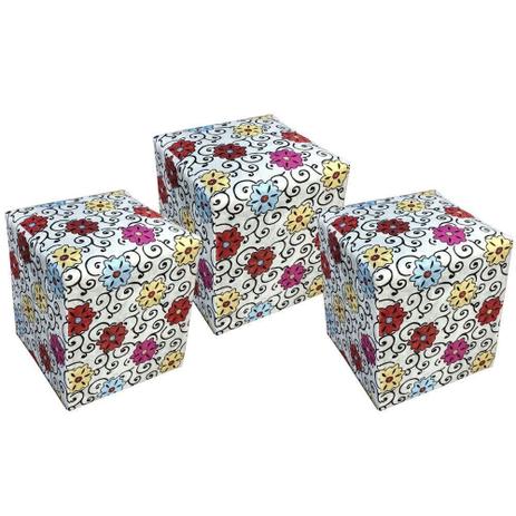Kit 03 Puff Decorativo Dado Quadrado Estampado Floral Color D17 - DRossi é ruim? Kit 03 Puff Decorativo Dado Quadrado Estampado Floral Color D17 - DRossi é boa?