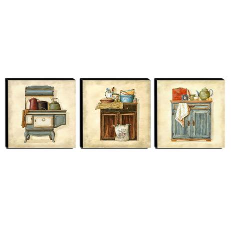 Kit 03 Quadros Cozinha Vintage Fogão Armários Canvas 30x30cm-COZ13 - Lubrano decor é ruim? Kit 03 Quadros Cozinha Vintage Fogão Armários Canvas 30x30cm-COZ13 - Lubrano decor é boa?