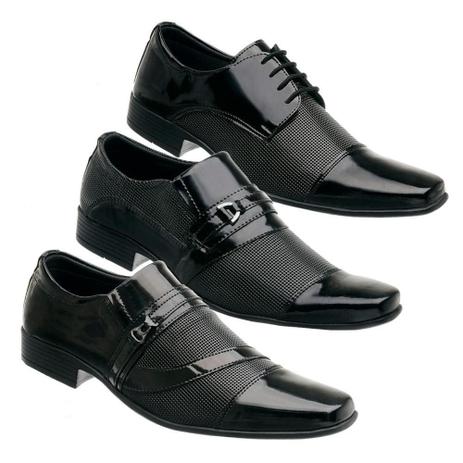 Kit 03 Sapatos Sociais Masculinos Bico Quadrado Macio Casual - San Lorenzo  - Sapato Social Masculino - Magazine Luiza