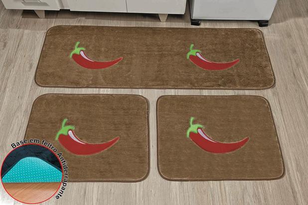Kit 03 Tapetes Cozinha Pimenta Bege Premium Antiderrapante Macio - Guga tapetes é boa?