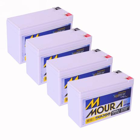 Kit 04 Baterias Gel Selada 12V 7ah - Moura No-break Menor preço em Kit 04 Baterias Gel Selada 12V 7ah - Moura No-break