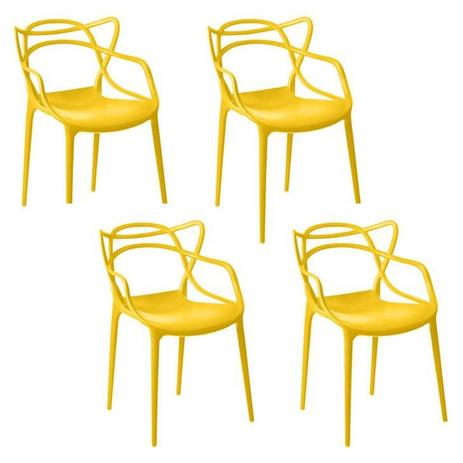 Kit 04 Cadeira Allegra Sala de Jantar Amarelo - DRossi - Facthus Menor preço em Kit 04 Cadeira Allegra Sala de Jantar Amarelo - DRossi - Facthus
