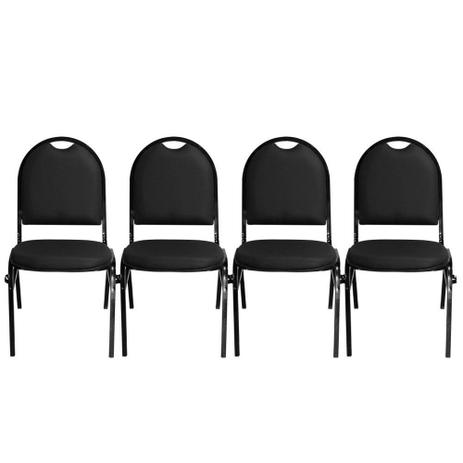 Menor preço em Kit 04 Cadeiras Essencial Hot Fixável Couro Preto - Pethiflex