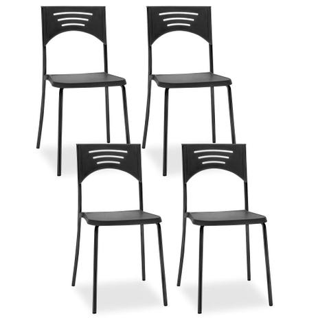 Kit 04 Cadeiras Fixa Base Preta Empilhável Bliss Preto - Lymdecor é boa?