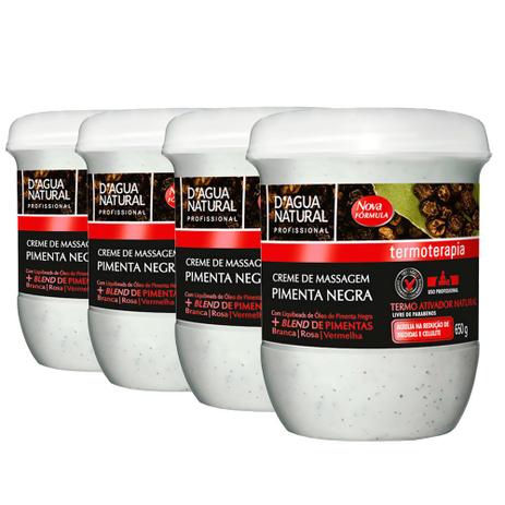 Kit 04 Cremes De Massagem Pimenta Negra Termo Ativo 650g Dagua Natural Menor preço em Kit 04 Cremes De Massagem Pimenta Negra Termo Ativo 650g Dagua Natural