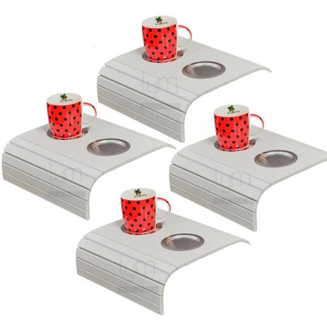 Kit 04 Esteiras Bandeja Braço De Sofá Branco Porta Copo Alumínio - Lymdecor Menor preço em Kit 04 Esteiras Bandeja Braço De Sofá Branco Porta Copo Alumínio - Lymdecor