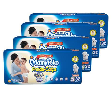 Kit 04 FRALDAs CALÇA Descartável Mamypoko XG - c/ 128 Unidades - Tecnologia Japonesa Menor preço em Kit 04 FRALDAs CALÇA Descartável Mamypoko XG - c/ 128 Unidades - Tecnologia Japonesa