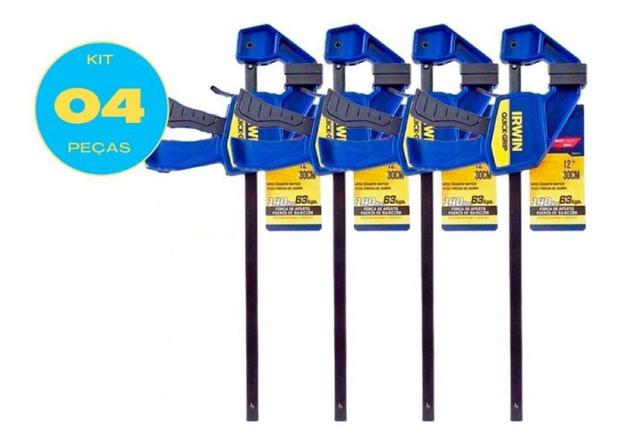 Kit 04 Grampo Rápido Marceneiro Quick-grip Irwin 12 30cm Menor preço em Kit 04 Grampo Rápido Marceneiro Quick-grip Irwin 12 30cm