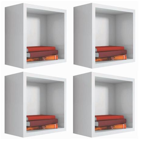 Kit 04 Nichos Quadrado Decorativo 31x31x15 Branco - Lyam Decor Menor preço em Kit 04 Nichos Quadrado Decorativo 31x31x15 Branco - Lyam Decor