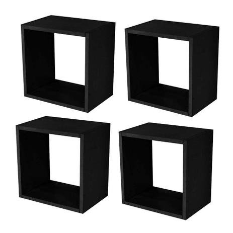 Kit 04 Nichos Quadrado Decorativo 31x31x15 Preto Fosco - Lymdecor Menor preço em Kit 04 Nichos Quadrado Decorativo 31x31x15 Preto Fosco - Lymdecor