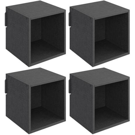 Kit 04 Nichos Quadrado Decorativo Mov Carbono Trama - Be Mobiliário Menor preço em Kit 04 Nichos Quadrado Decorativo Mov Carbono Trama - Be Mobiliário