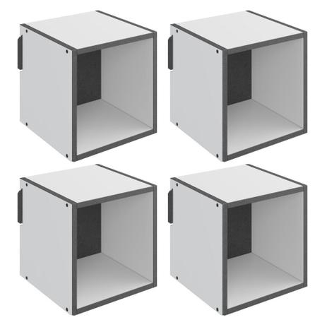 Kit 04 Nichos Quadrados Decorativo Mov Branco - Be Mobiliário Menor preço em Kit 04 Nichos Quadrados Decorativo Mov Branco - Be Mobiliário