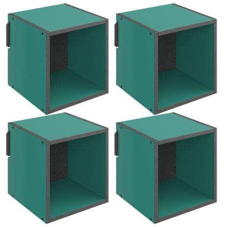 Kit 04 Nichos Quadrados Decorativo Mov Turquesa - Be Mobiliário Menor preço em Kit 04 Nichos Quadrados Decorativo Mov Turquesa - Be Mobiliário